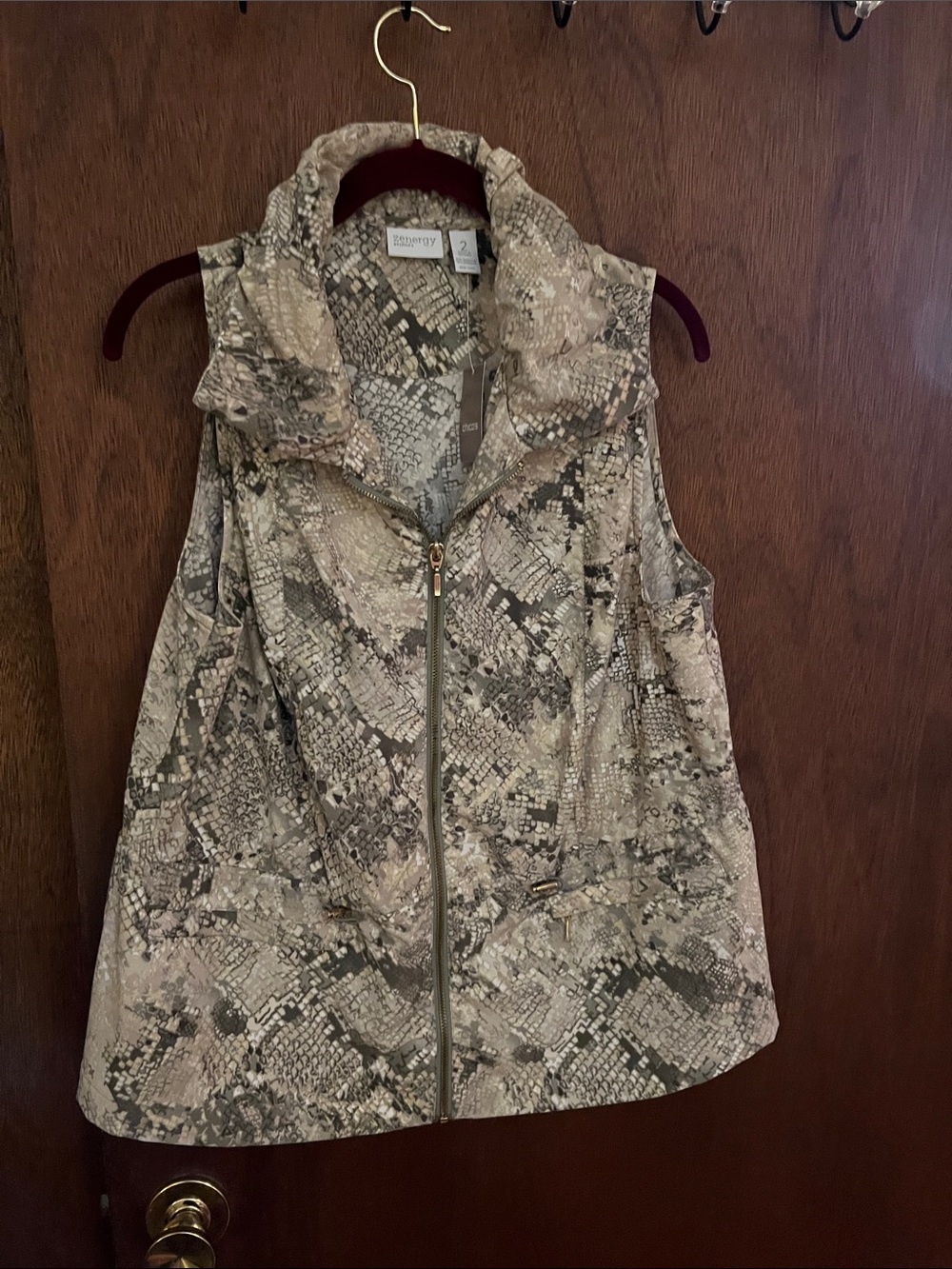 Snake Print Zip Front Vest in Neutral Tones by Chico’s
